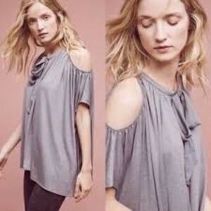 DELETTA Tulay Gray Cold Shoulder Top Shirt XS S - ANTHROPOLOGIE Condition
